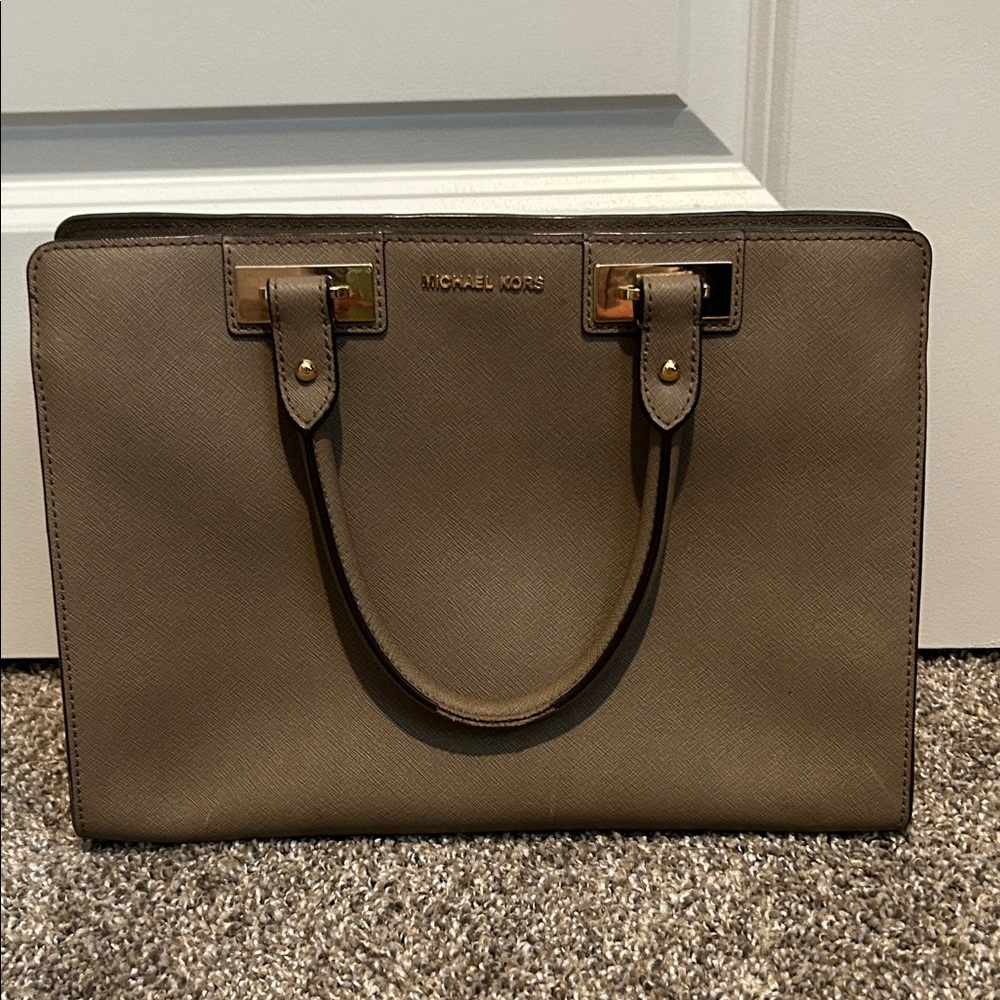 Michael Kors Tan Leather Handbag with Gold Accents
